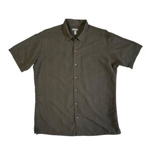 Van Heusen Brown Casual Button Down Shirt Striped Texture Size L 16-16 1/2 #1544